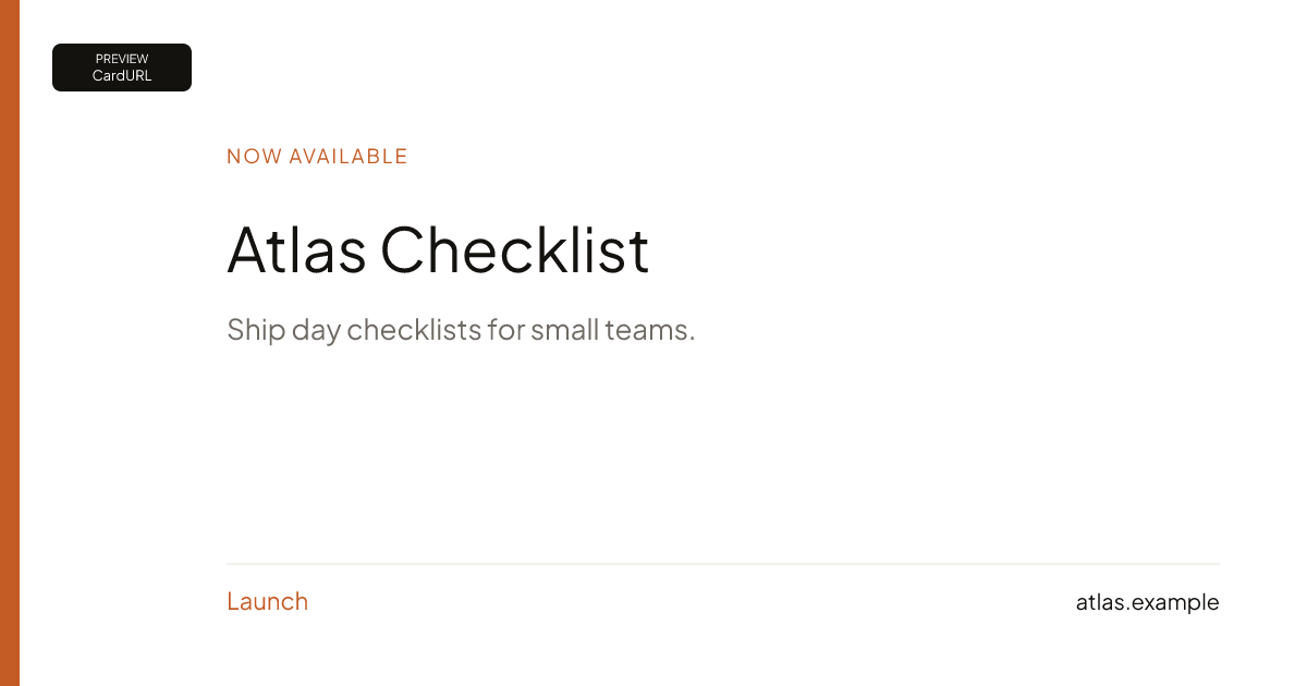 Demonstration launch card: Atlas Checklist